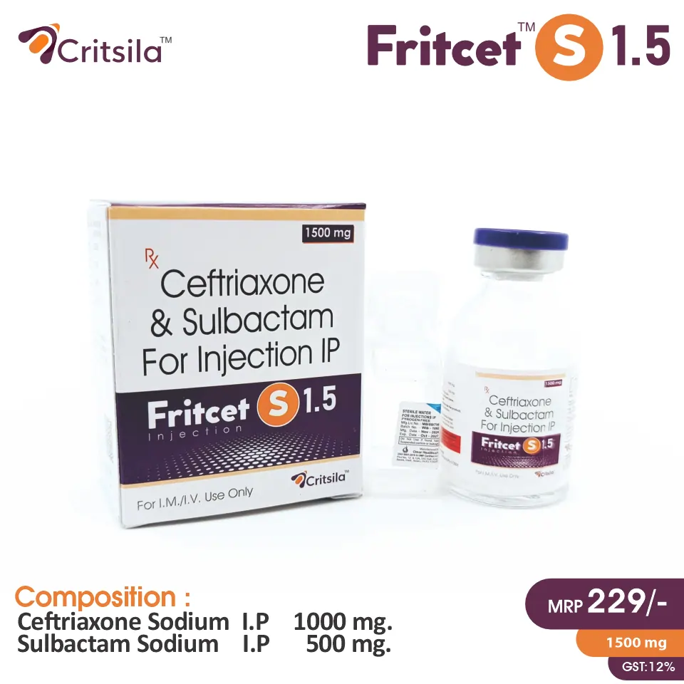 Ceftriaxone (1000mg) + Sulbactam (500mg) Injection at Best Price in PCD Pharma Franchise for Bacterial Infections.